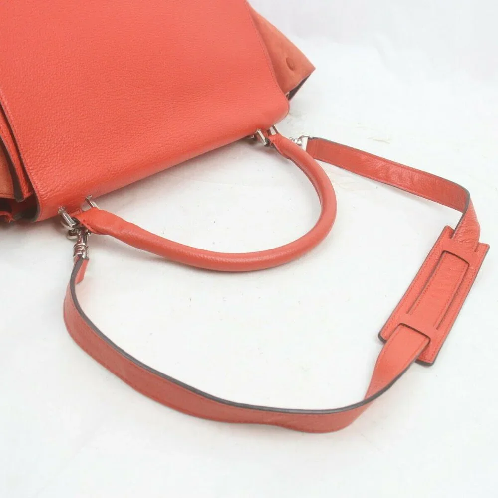 AUTHENTIC CELINE Hand Bag Red Leather